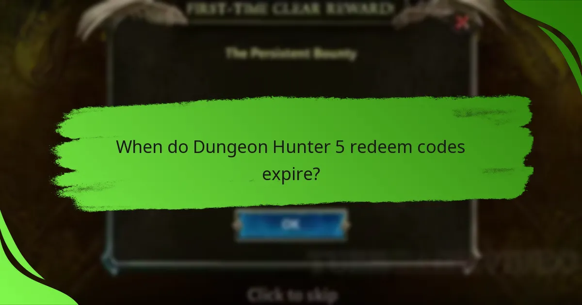 When do Dungeon Hunter 5 redeem codes expire?